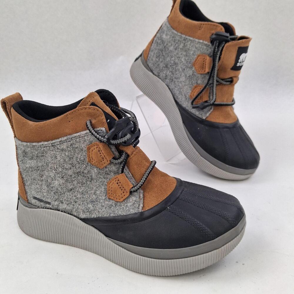 Sorel Snow Boots Mens Size 6 Gray Brown Waterproof Duck Ankle Winter NY5168-243